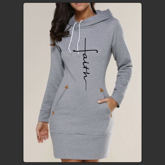 Grey Hoodie Dress - Picture 1 of 2